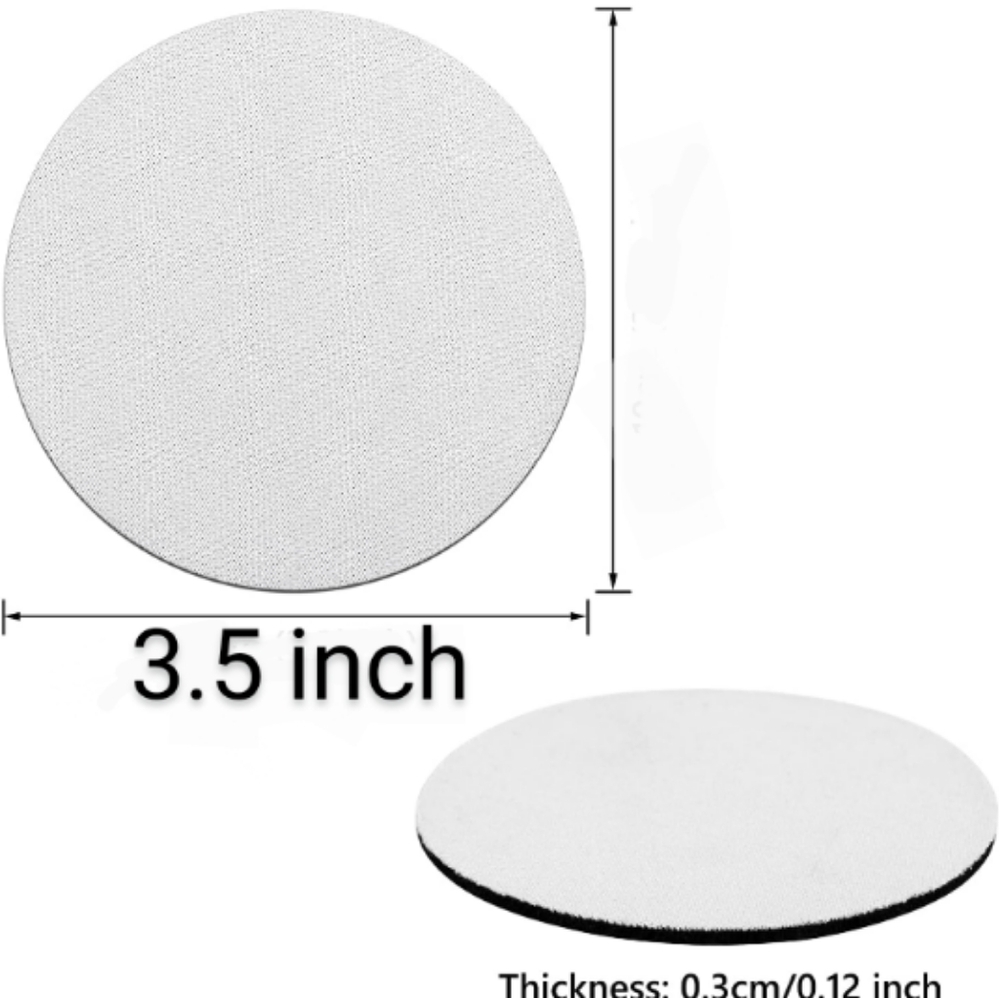 Sub Blanks 100pcs | Coaster Round | 3.5" Fabric Top Black Rubber Bottom(4th Lot)